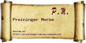 Preininger Merse névjegykártya